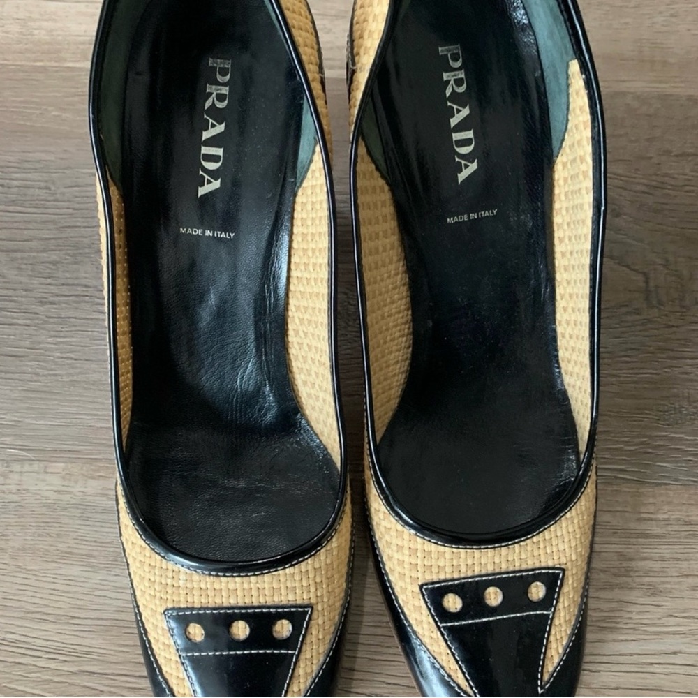 Prada Cap Toe Raffia Heel - Picture 3 of 8